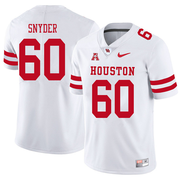 2018 Men #60 Kordell Snyder Houston Cougars College Football Jerseys Sale-White - Click Image to Close
